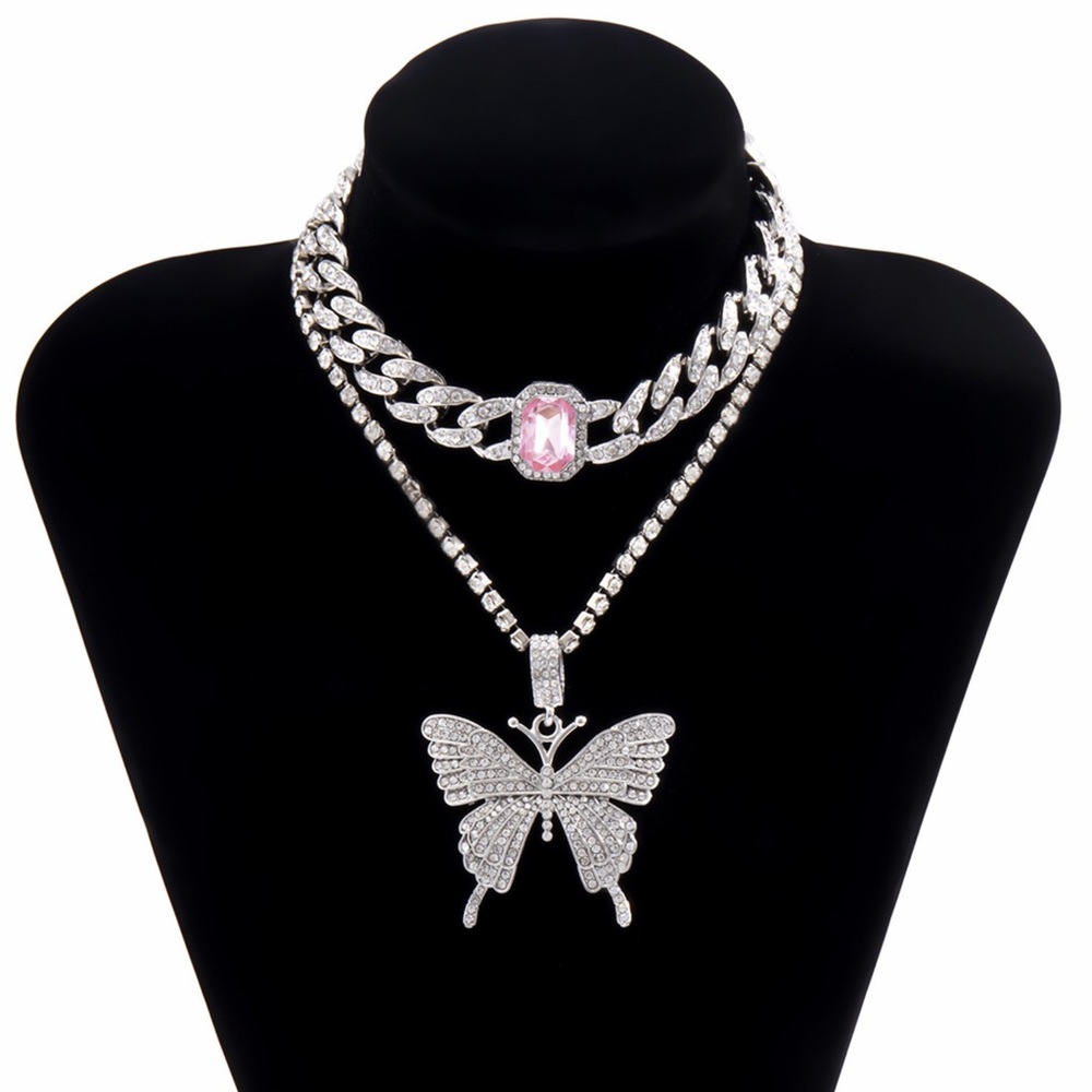 Beautiful Silver & Pink Sapphire 🦋 Necklace Set! - Picture 3 of 7